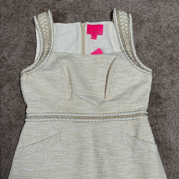 Lilly Pulitzer Dana Shift Dress in Gold Metallic Resort Boucle - Picture 2 of 11